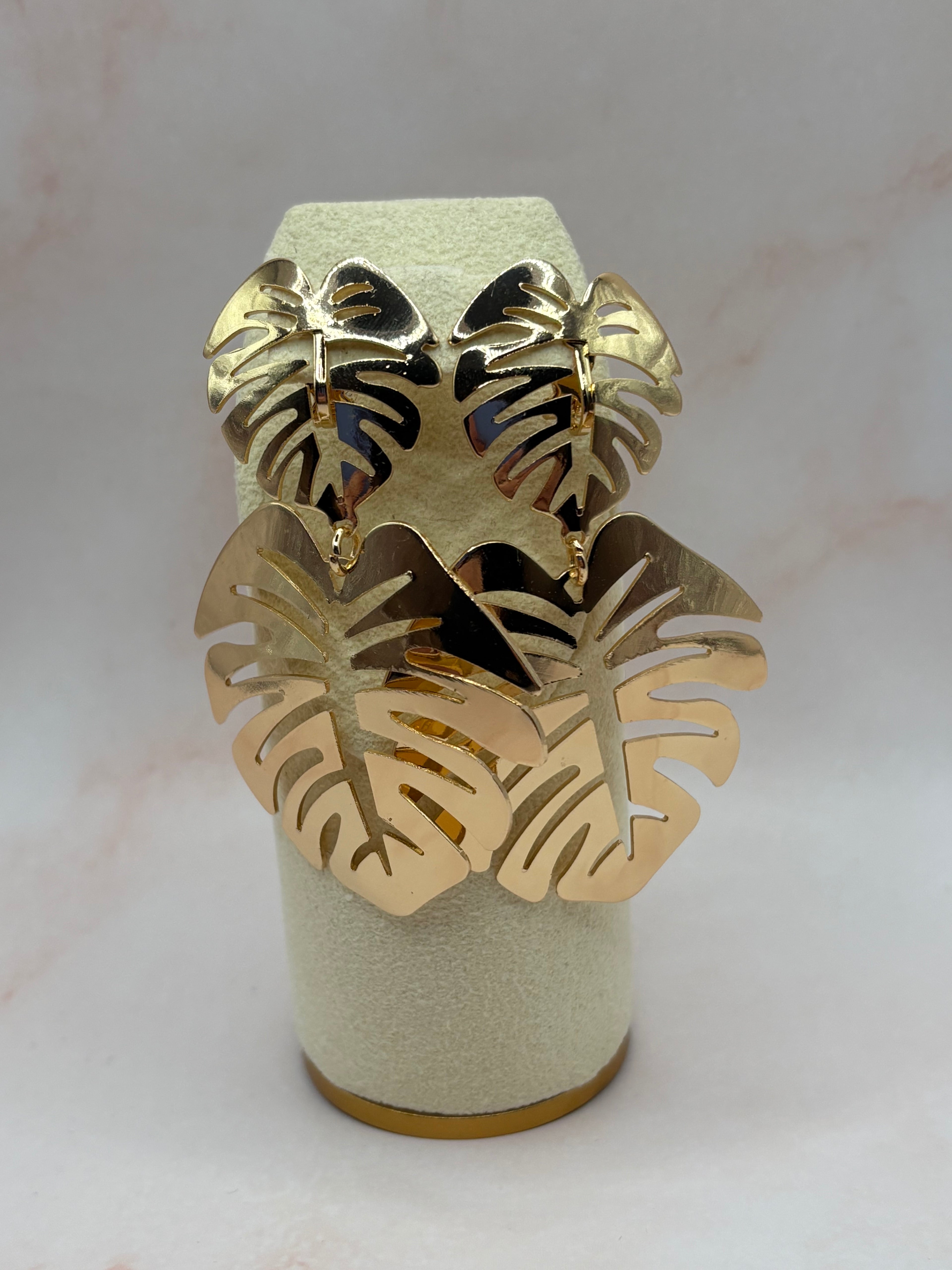 Golden Leaf Clip On Earrings