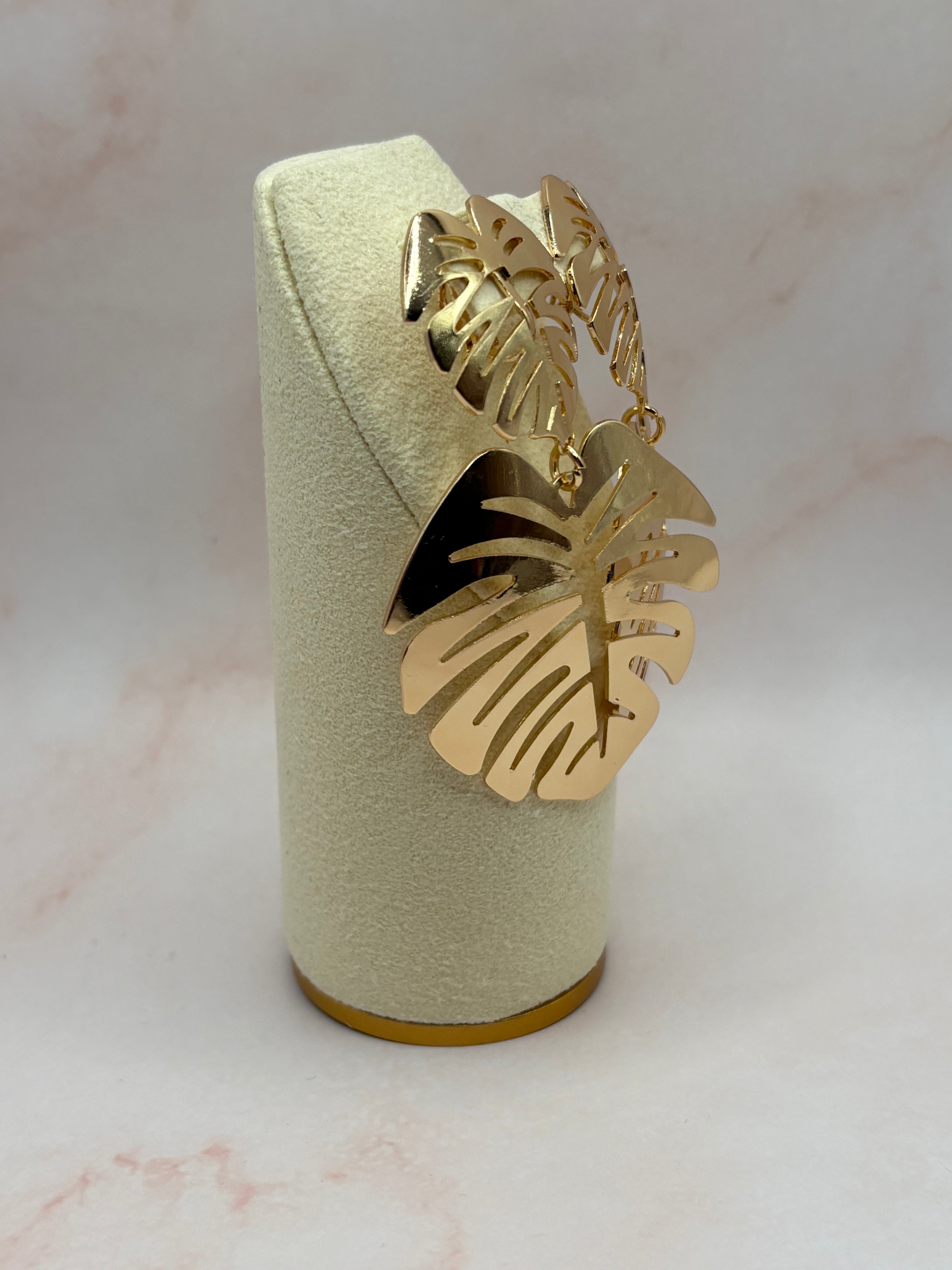 Golden Leaf Clip On Earrings